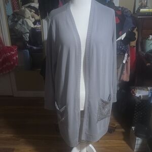 Belle by Kim Gravel Gray Lightweight Cardigan Sweater